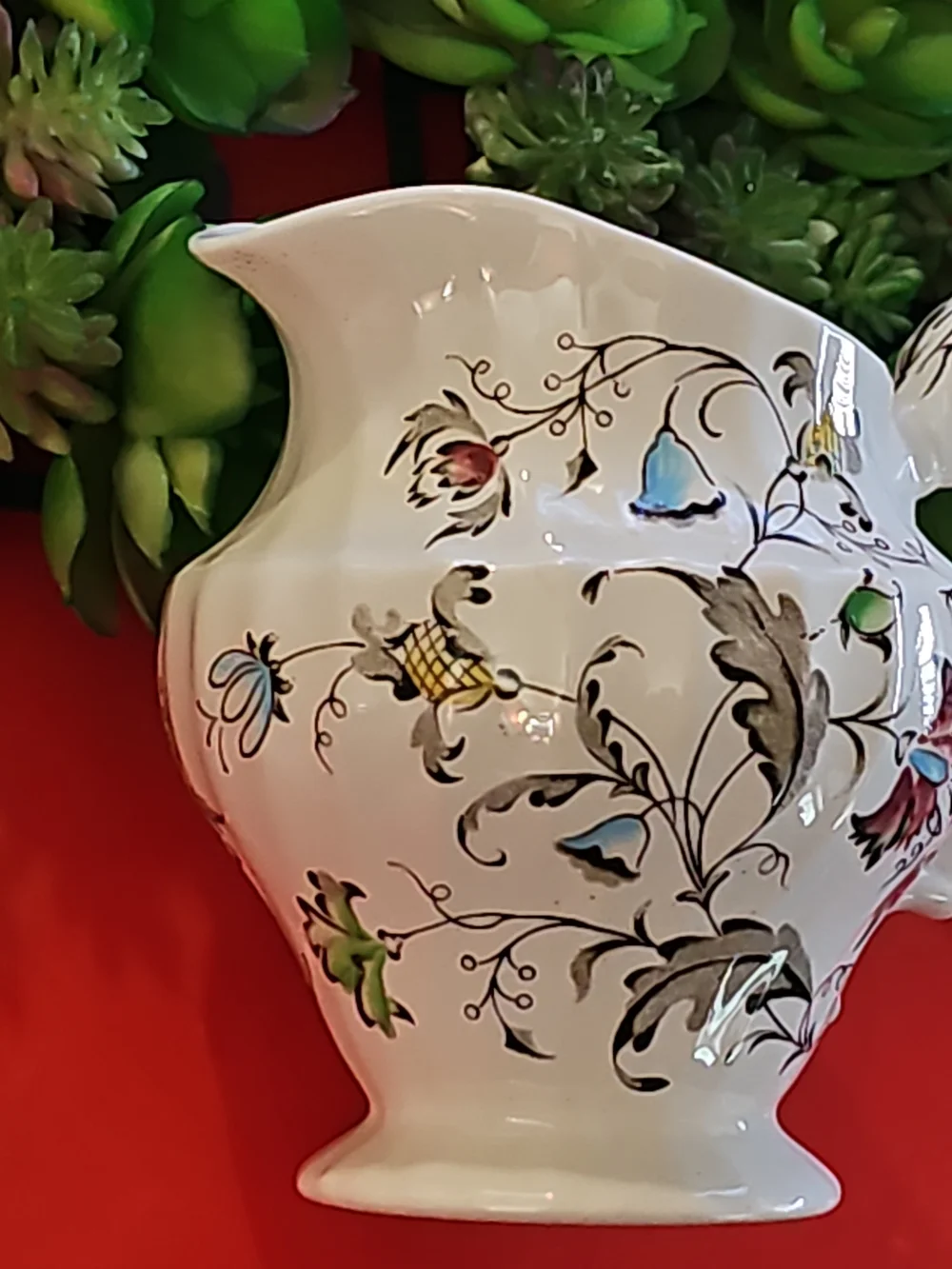 Vintage Vanity Fair White Floral Porcelain Creamer with Multicolor Accents